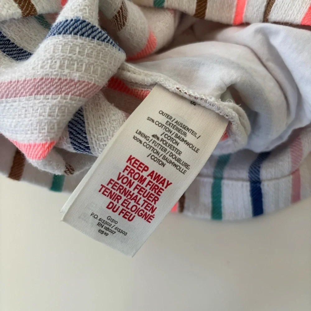 Mini Boden Little Girls Striped Rainbow Romper Shortalls Cotton Linen Size 5/6